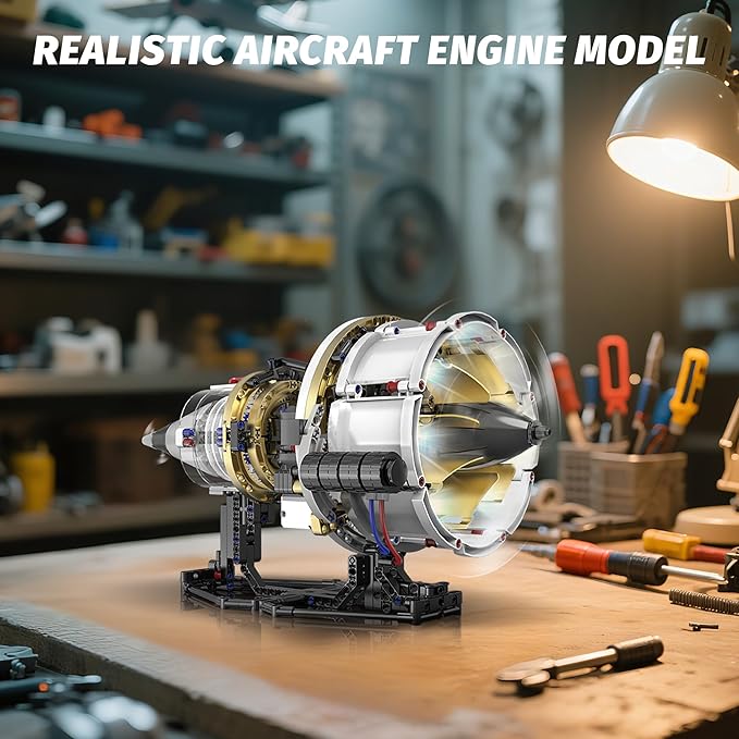 Jet Engine Model Kit That Runs, App Controlled Building Blocks Sets with Motor, Visible Aircraft Engine Building Kit for Adults & Kids 14+ Year Old (564 PCS)