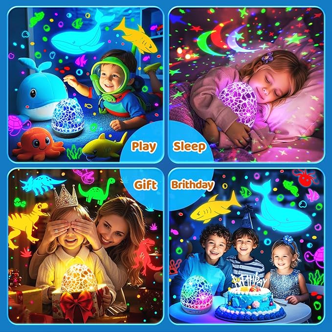 Baby Sound Machine Night Light Projector Kids Christmas Gifts | 15 White Noise Machine & 3D Films | 31Colors & Remote Control | Autism Toys Night Light for Kids, Baby Boy Toys, Egg Light for Nursery