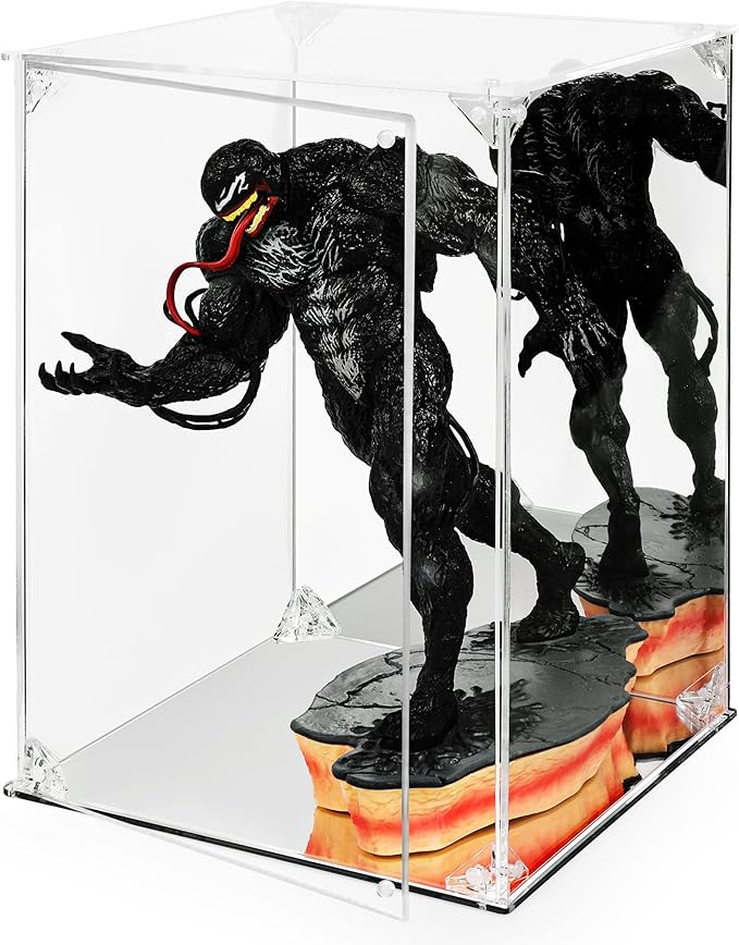Acrylic Display Case | Mirrored Back & Base | Front Magnetic Closure | UV Protected Display Box | Clear Display Case for Collectibles, Figures, Legos, Toys, Dolls and Sports Memorabilia | 8x8x12in |