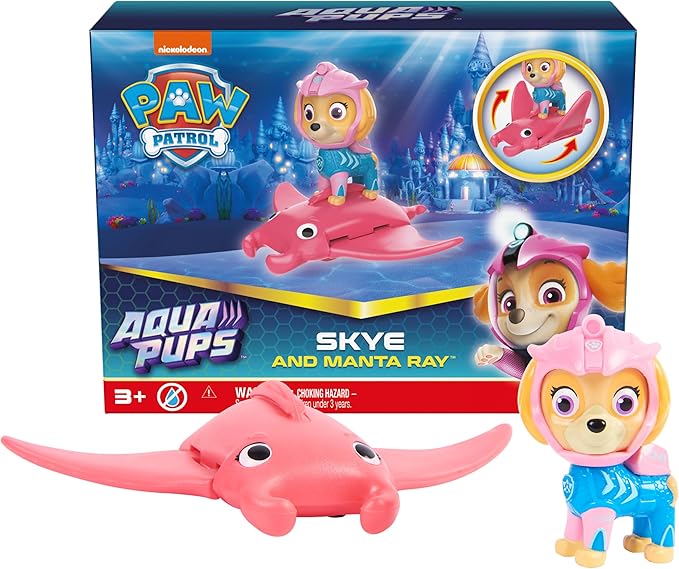 PAW Patrol, Aqua Pups Skye and Manta Ray Action Figures Set, Kids Toys for Ages 3 and up
