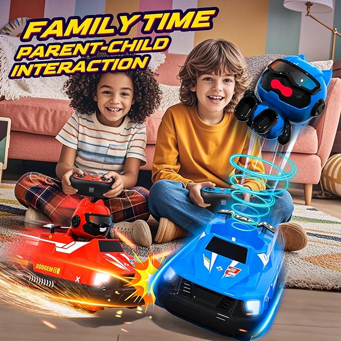 2 Pack Remote Control Cars Toys, RC Bumper Cars with Light & Music for Age 6 Years Old,RC Battle Stunt Race Car Cool Birthday Gift for 6 7 8 Year Old Kids Boys Girls (Red&Blue)