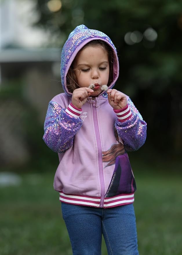 Disney Frozen Elsa Stitch Minnie Mouse Toddler Girl Jacket Sequin Zipper Hoodie Sweatshirt Coat Birthday Clothes 3-13 Years