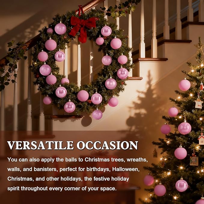 2.36" Christmas Balls Christmas Tree Ornaments Shatterproof Plastic Holiday Ornament Festival Hanging Ball Holiday Decorations Set of 24pcs