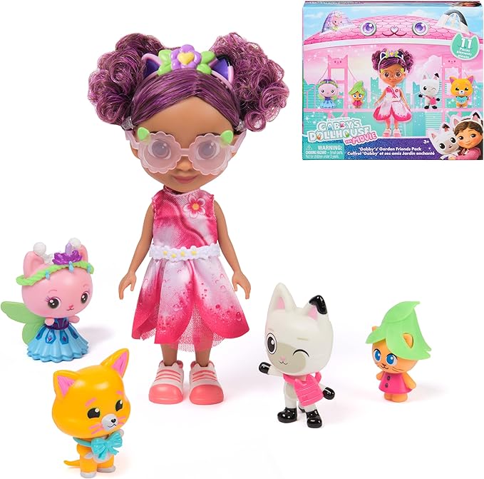 Gabby's Dollhouse: The Movie, Gabby's Garden Friends Pack with 6-Inch Gabby Doll, 4 Toy Figures & Accessories, Kids Toys for Girls & Boys Ages 3 and Up