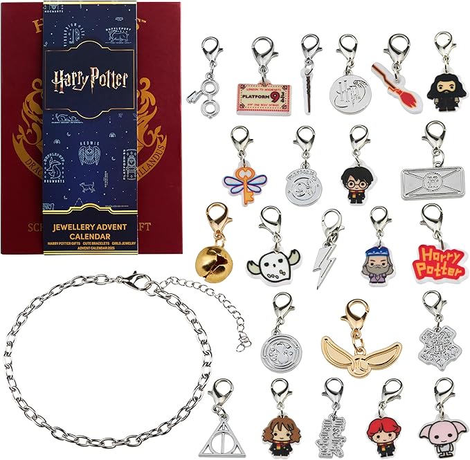 Get Trend Harry Potter Advent Calendar 2025 for Girls, Teens, Charm Bracelet Jewelry Set, 23 Charms, Christmas Countdown Calendar, Gifts for Girls (Burgundy Harry Potter)
