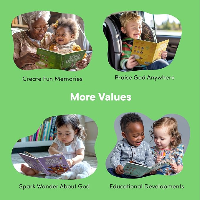 Jesus Loves Me Christian Sound Books for Kids - 6 Bible Songs - Christening, Baptism Gifts for Boys and Girls - Religious Toys, Interactive Music Books for Toddlers - Baby Dedication