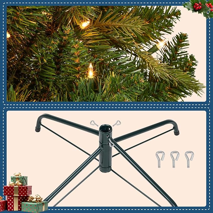 Eclolumi6.5 FT Christmas Trees with Lights, with Remote Control, Pre-Lit Green Artificial Hinged Spruce Christmas Tree with 1428 Tips, 450 LED for Home, Party Decoration (White 6.5FT)