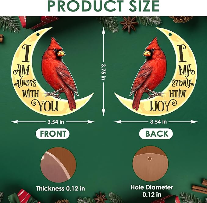 Memorial Cardinal Christmas Ornaments 2025 - Red Cardinal Suncatcher Ornament for Tree Decorations - Sympathy Gifts for Loss of Loved One, Memorial Gifts for Loss of Dad Mom Women Men