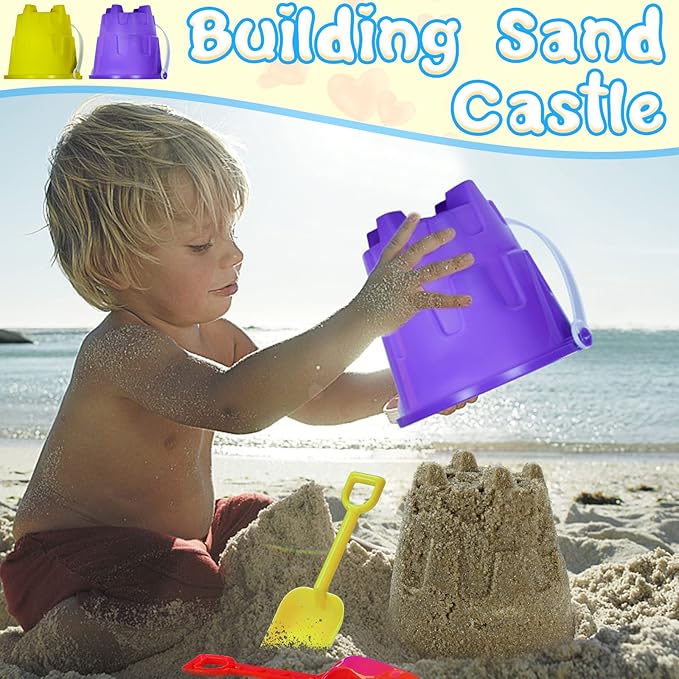 5 Inch Sand Castles Beach Buckets and Shovel Set,Sand Bucket Water Bucket for Beach Fun Great Summer Party Accessory（24 Shovels and 24 Pail Buckets）