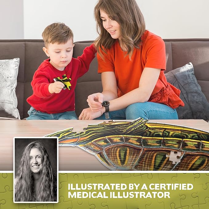 Turtle Animal Anatomy Floor Puzzle | 100-Piece Double Sided Jigsaw Puzzle | Large-Sized, Over 4 Feet Scientifically Accurate Illustration - Fun and Educational Toy for Kids, Toddlers and Families