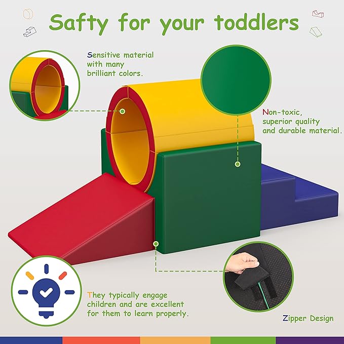 Betterhood Climbing Blocks - Kids Soft Foam Activity Playset - Toddler Couch Climber Gymnastics Equipment for Crawling and Sliding at Home, Preschool