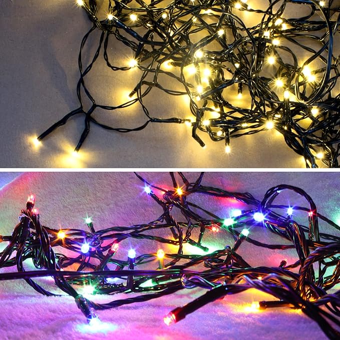 LetsFunny 300 LED Outdoor String Lights, 108FT Twinkle Lights with 8 Lighting Modes, Waterproof Ambient Aesthetic Lighting for Indoor & Outdoor Christmas Tree, Wedding, Party, Halloween Decorations
