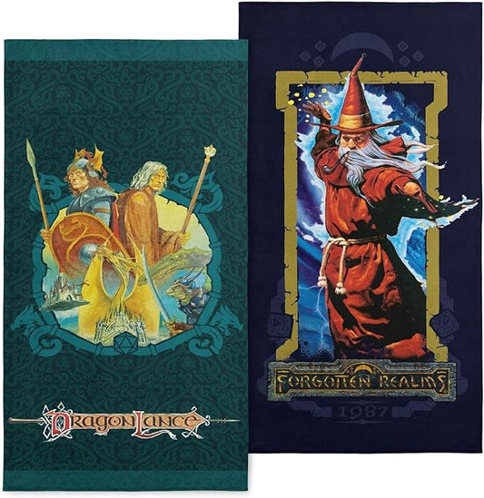 NORTHWEST Dungeons & Dragons Beach Towel 2-Pack – Soft, Sand-Free, Fast-Drying Oversized Pool Towels, Lance Wizard Realms Design, 30" x 60"
