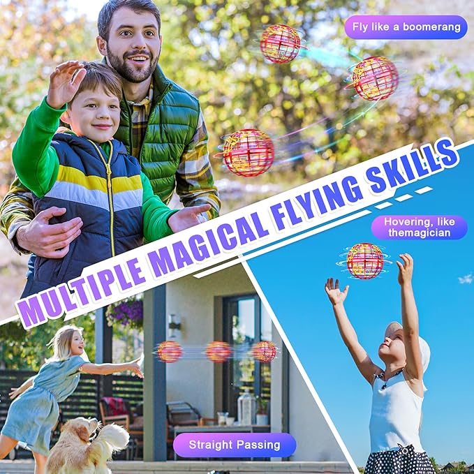 Flying orb Ball 2025 Hover Boomerang Ball 6 Lighting Effects Cool Toys Gift for 678910+ Year Kids Teen Adults Indoor Outdoor Flying Toy