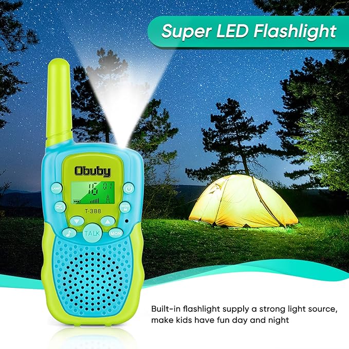 Obuby Toys for 3-12 Year Old Boys Walkie Talkies for Kids 22 Channels 2 Way Radio Gifts Toys with Backlit LCD Flashlight 3 KMs Range Gift Toys for Age 3 up Boy and Girls to Outside , Hiking, Camping