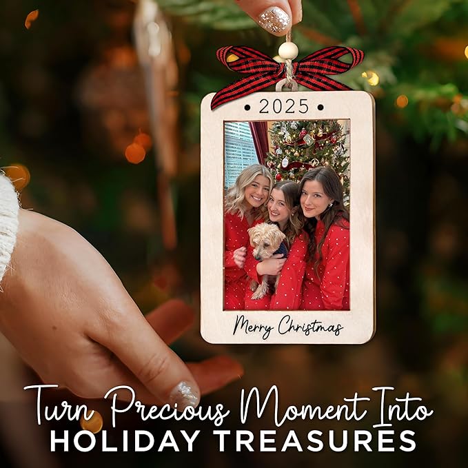 2025 Christmas Ornament Picture Frame - Friends Photo Frame Ornaments - Picture Frame Ornament For Tree - Merry Christmas Ornaments With Picture Insert - Christmas Gift For Family, Friends