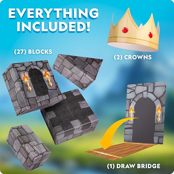 National Geographic Jumbo Cardboard Building Blocks – 30-Pc. Extra-Thick Cardboard Bricks for Kids, Build a Castle Play House, Indoor Playhouse, Large Building Blocks, Kids Giant Blocks