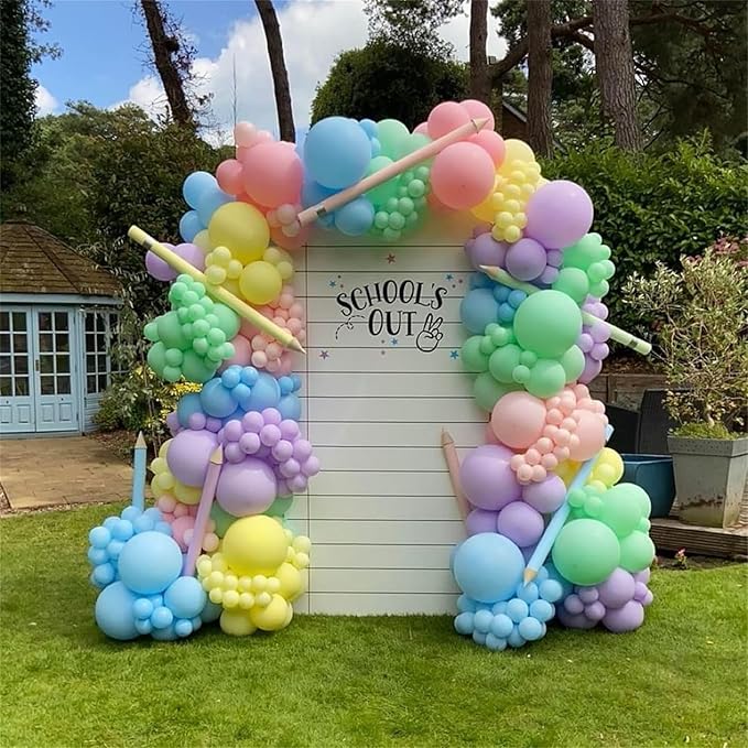 Pastel Rainbow Balloons, 60Pcs Colorful Macaron Pink Orange Yellow Green Blue Purple Balloons Birthday Decor, 12 Inch Multicolor Assorted Colors Latex Balloon for Wedding Baby Shower Party Decorations