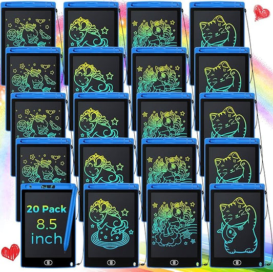 Zhehao 20 Pack LCD Writing Board for Kids, 8.5 Inches Doodle Reusable Screen Drawing Pad Erasable Painting Pads Educational Toy for 3-8 Years(Blue)