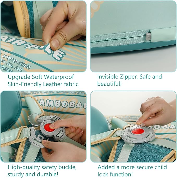 Mambobaby Float Add Tail Baby Swim Float with Canopy Solid Pool Infant Swim Trainer Swimming Training Lying Air Free Water Floats Non-Inflatable Waist Swim Ring for Toddlers (Shell - Purple)