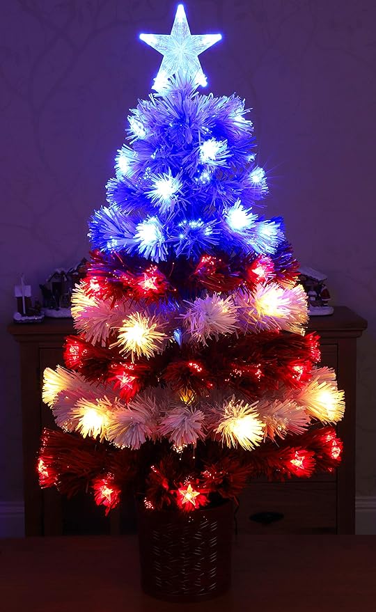 Christmas Concepts® 36" Fibre Optic LED American Flag Christmas Tree - USA Red, White & Blue Christmas Decorations - Indoor & Outdoor Use