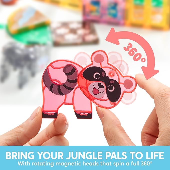 SYNCFUN Magnetic Building Tiles Jungle Animal Set for Kids, 50PCS Including 7 Cute Animals, Educational STEM Toy for Boys & Girls Ages 3-5 4-8, Christmas Birthday Party Gift for Toddlers