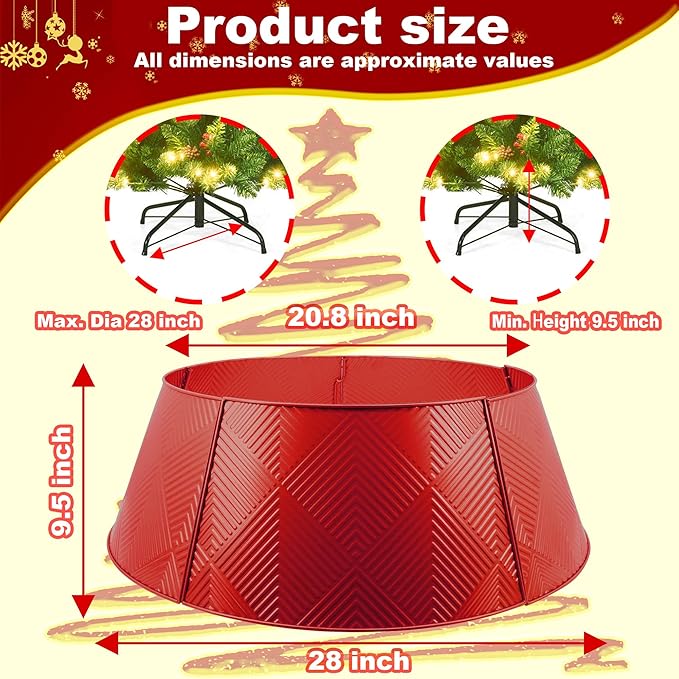 Metal Christmas Tree Collar 28 inch,Voumsil Christmas Tree Ring Collar Stand Cover Real Artificial Trees Indoor Outdoor Decoration