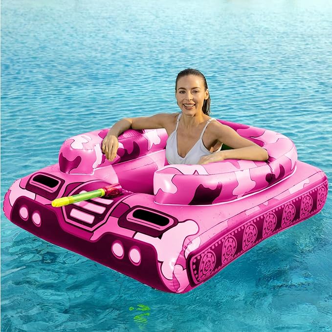 Inflatable Tank Pool Floats Adults - Jasonwell Kids Pool Floaties Swimming Pool Tank with Water Cannon Gun Swim Floaty Rafts Lake Beach Party Pool Toys for Boys Girls Kids Adults