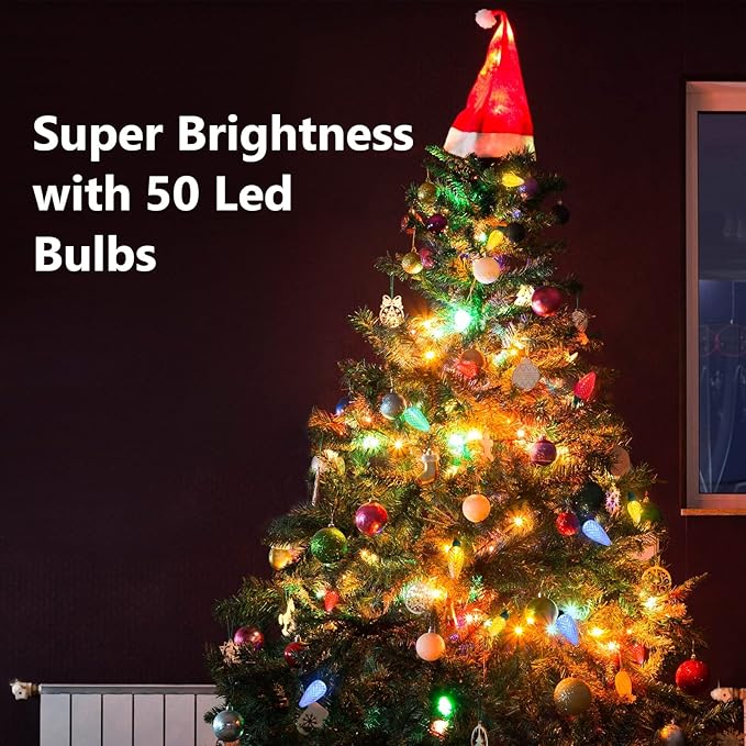 2-Set C9 LED Christmas String Lights, 33.3ft 50 LED Waterproof Decorative Light Strand, Extendable Green Wire String Lights for House, Christmas Tree, Patio, Party Decoration, Multicolor