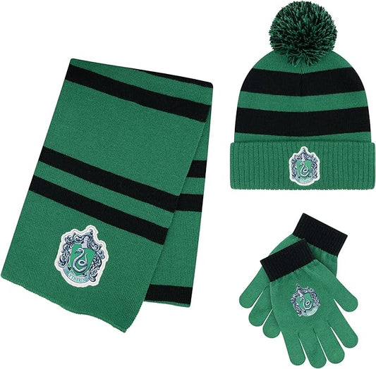 Harry Potter Winter Hat and Gloves with Set, Gryffindor, Slytherin, Hufflepuff, Ravenclaw, Winter Set 5-13 Year Olds