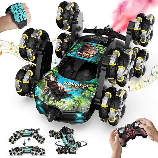 8WD Gesture Sensing RC Stunt Car, Hand Controlled Climbing Drift Dinosaur Remote Control Car, Kids Cool Toys for Ages 6 7 8-13 Boys, Christmas Birthday Gifts Ideas for 9 10 11 12 Year Old Boys