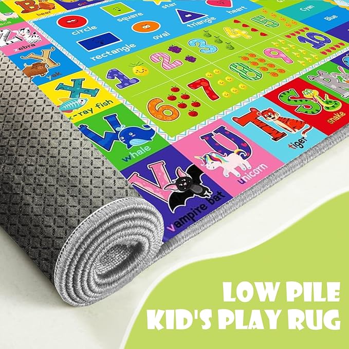 ABC Play Carpet for Kids – Extra Large Preschool Rug with ABCs, Numbers, Animals, and Colors for Playroom & Classroom - (59X39.4Inches)