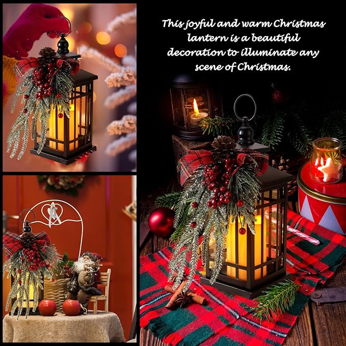 Christmas Decorations Outdoor Hanging Lanterns Holiday Decorative Lantern LED Candle Lantern Decorative Indoor & Outdoor, Christmas Decorations for Patio Front Porch Table Decor,Christmas Gifts
