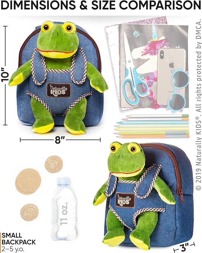 Frog Backpack, Frog Toys for Kids 3-5, Toddler Stuffed Animal Gifts for 2 3 4 5 Year Old Girl Boy
