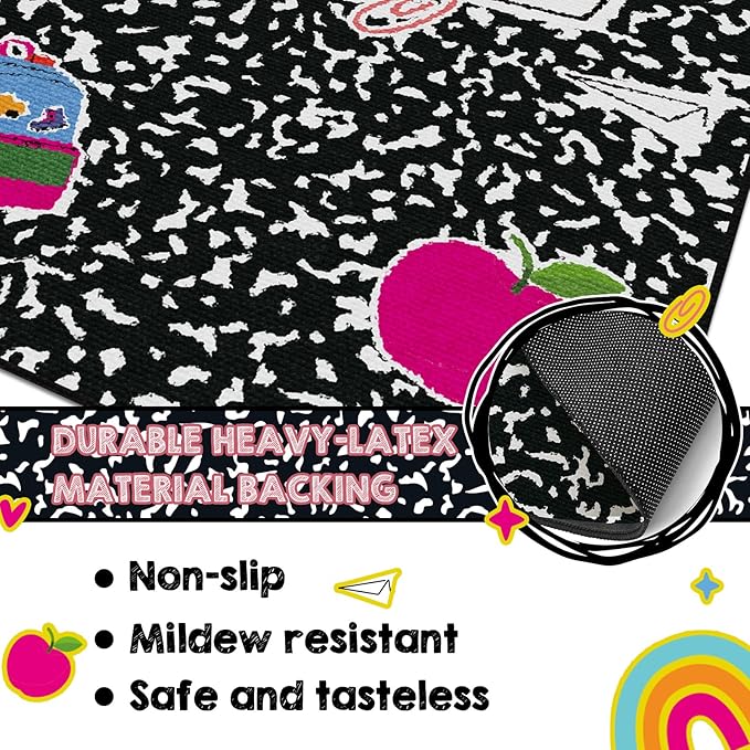 5 x 7.6 ft Large Classroom Rug Composition Book Elementary Educational Area Rug Kids Room Children Classroom Carpet Playroom Learning Colorful Square School Decor Seating Carpet 7 Seats