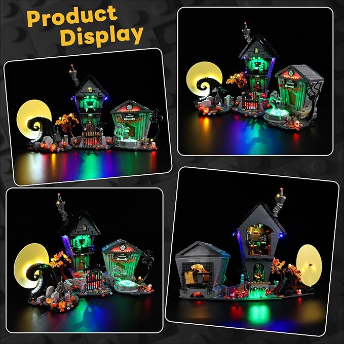 Kyglaring LED Light Kit Compatible with Lego Tim Burton's The Nightmare Before Christmas 21351 Building Blocks, Upgraded Lighting Accessories for 21351 Model Set, Lights Only, New 2025 RC Version