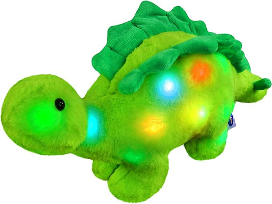 Glow Guards Light up Dinosaur Stuffed Animal LED Soft Stegosaurus Plush Toy with Magic Night Lights Glowing Birthday Children's Day for Toddler Kids, 16''