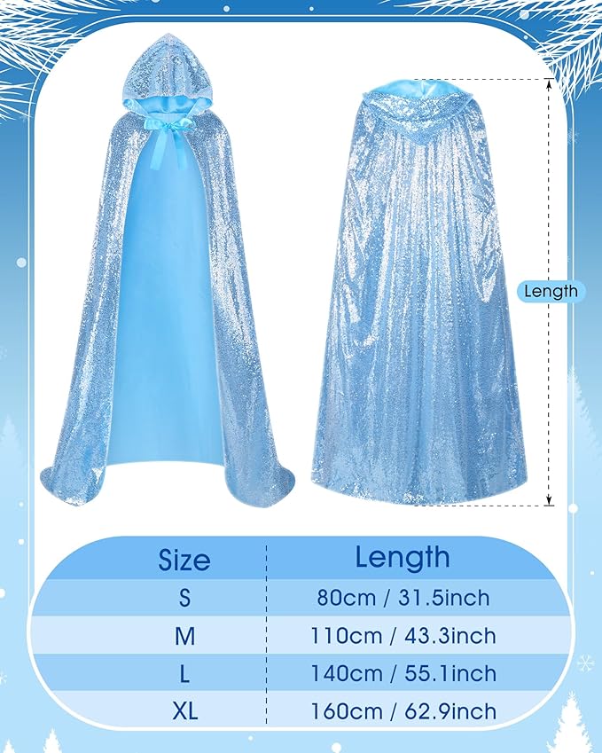 Suhine Halloween Sequins Women Princess Hooded Cape Costume Shiny Fairy Mermaid Cloaks for Cosplay Party God Christmas