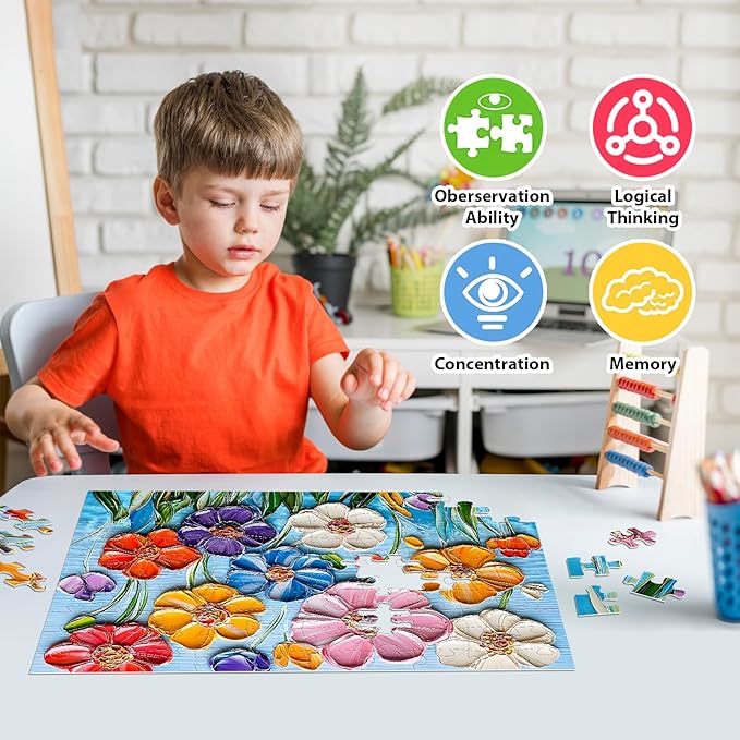 100 Piece Animal Portraits and Donuts Puzzles for Kids Ages 4-10 - Large Educational Jigsaw Puzzles for Seniors - 4-Pack