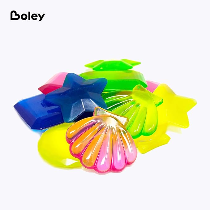 Boley Dive Gems Swim Toys - 12 Pack Pool Diving Toys for Kids - Sinking Swimming Pool & Bath Toys for Toddlers, Water Games - Includes Sea Shells, Stars, Circles & Rectangles