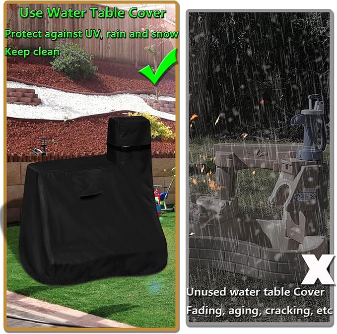 Kids Water Table Cover for Step2 Pump & Splash Discovery Pond Water Table, Outdoor UV, Fade-Resistant, Wind and Dust Protection Toddlers Water Sensory Activity Pool Cover (Black)