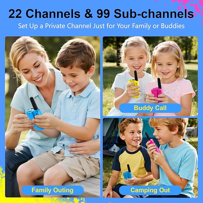 SANJOIN Walkie Talkies for Kids Toys for Boys Girls 4-6, 3 Miles Range Walkie Talkie to Camping, Outdoor 4 Year Old Girl Birthday Gifts for 3 4 5 6 7 Year Old Boy Girl Gifts Age 6-8