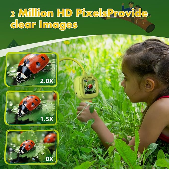 Borescope Camera with Light for Kids | STEM Science Educational Toy for 4 5 6 7 8 9 10 12 Years Old Boys & Girls | Birthday Gift for Outdoor Adventures & Nature Discovery (Yellow)