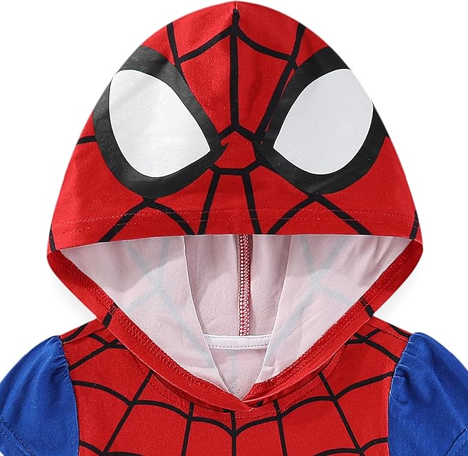 Marvel Spider-Man Girls Hooded Tulle Cosplay Dress for Toddler and Big Kids
