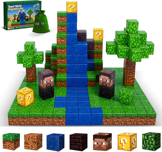 Magnetic Blocks 96PCS - River Scene Construction Cubes, STEM Preschool kit, Safe ABS no-Odor, CPC ASTM Certified, Travel-Ready Ages 3–12, Perfect for Birthday