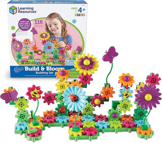 Learning Resources Gears! Gears! Gears! Build & Bloom Building Set - 116 Pieces, Ages 4+ Preschool Learning Toys, Gears for Kids, STEM Toys
