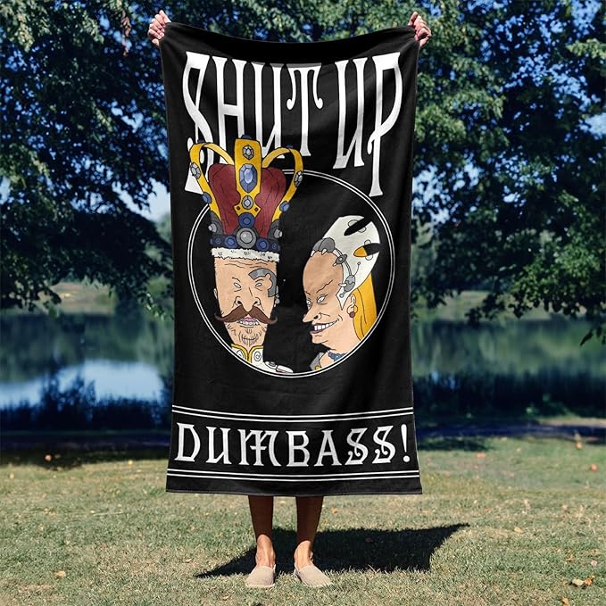 NORTHWEST Beavis and Butt-Head Beach Towel 2-Pack - Soft, Sand-Free, Fast-Drying Oversized Pool Towels, Gothic Rules & Shut Up Designs, 30" x 60"