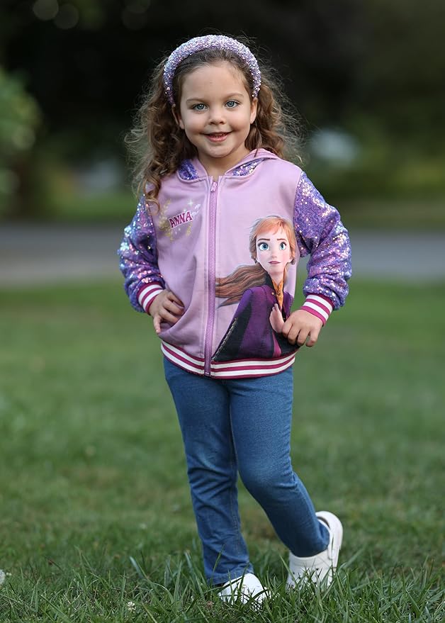 Disney Frozen Elsa Stitch Minnie Mouse Toddler Girl Jacket Sequin Zipper Hoodie Sweatshirt Coat Birthday Clothes 3-13 Years