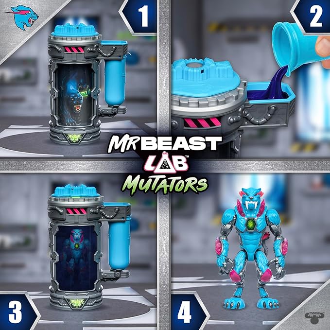 MrBeast Lab Mutators, Mutate The Ultimate Beast Mutators. Perform The Experiment, Release a MrBeast Iconic Panther Action Figure. 3 to Collect!