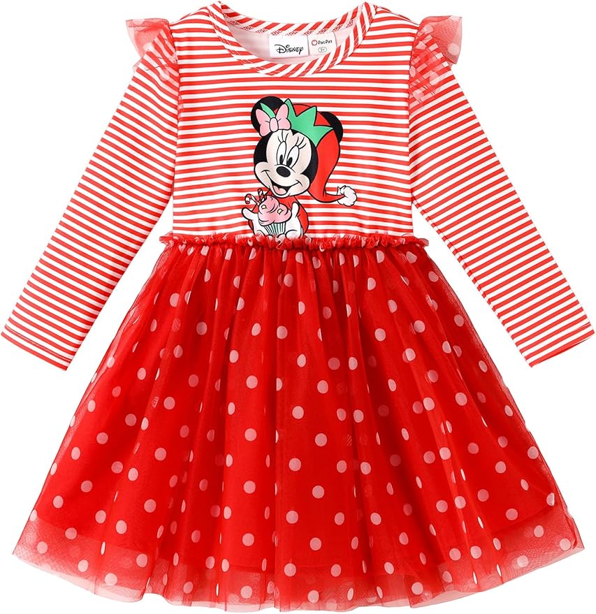 Disney Princess Frozen Minnie Mouse Dress Girls Sparkle Ruffle Tulle Tutu Birthday Party Fall Outfits Clothes Baby to Toddler